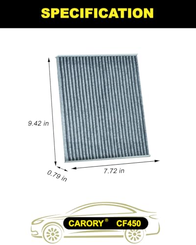 Cabin Air Filter for Jeep Wrangler 2018-2025 (GAS & 4xe HYBRID ONLY - NOT for Diesel), Gladiator（GAS ONLY - NOT for Diesel） 2020-2025, OE# 68565698AA, CF450 - size: 7.7" x 9.4" x 0.8"