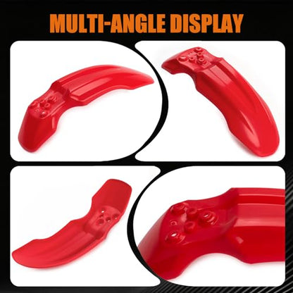Dirt Bike Front Fender for Yozma IN10 Tuttio Soleil 01 MX350/500/650 SX500 KX110 XR70 Ridstar Q20 CRF50 Style with Mounting Bolts Ebike Dirt Pit Bike Wheel Mudguard (Red) - color: Red