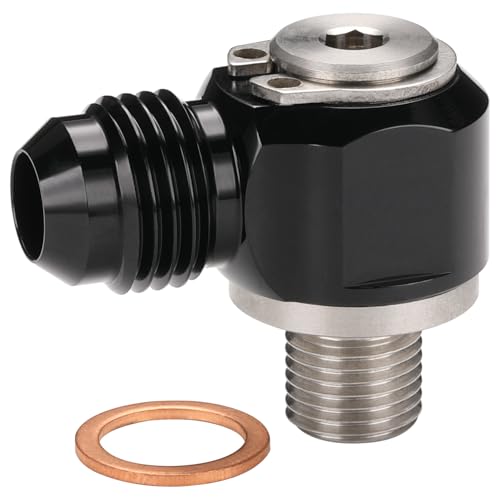 6AN Male Flare Banjo to M10x1.0 Stainless Steel Banjo Bolt Assembly Fitting Adapter Black - size: 6AN to M10x1.0