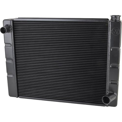 Speedway Motors Universal Aluminum Radiator, 28 Inch, Black, High-Performance Cooling with Dual 1” Rows, Single Pass Style, CNC Billet Filler Neck, Compatible with Chevy SBC/BBC - size: 28 Inch