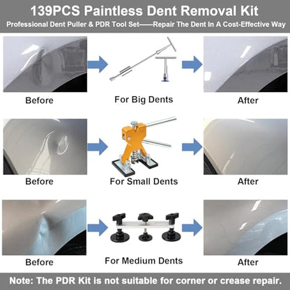 Paintless Dent Repair Kit Professional Auto Body Puller Tool-139 Pcs - size: Dent Puller Kit-139 Pack