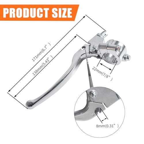 22mm 7/8" Left Brake Handle Clutch Lever Perch for Minibike Pit Dirt Bike - color: Silver