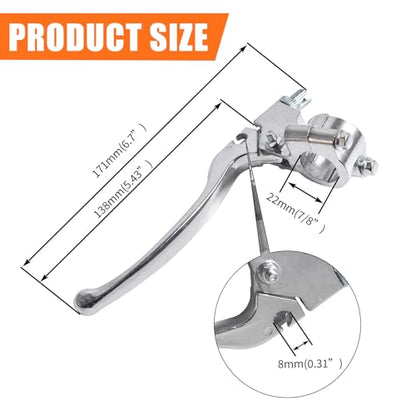 22mm 7/8" Left Brake Handle Clutch Lever Perch for Minibike Pit Dirt Bike - color: Silver