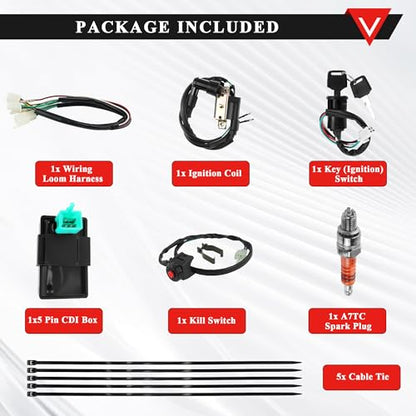 PRO BAT 6PCS Lifan Complete Kick Starter Engine Wiring Harness Loom Kit - style: orange