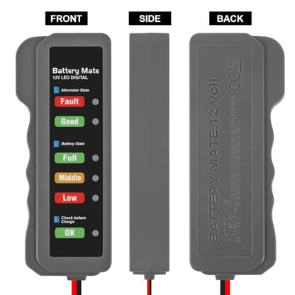 12V car Battery Tester, Alternator Tester Automotive,Battery Checker, Analyzer to Check alternator & Battery Charging System,LED Indication (A) - color: A