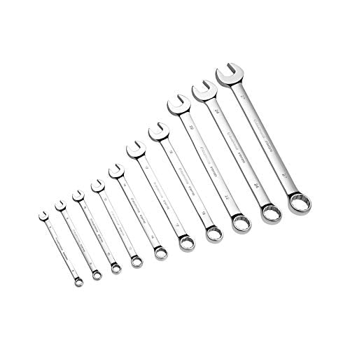 MAXPOWER 10PCS 8-27mm Combination Wrench Set, Professional Open and Box End Spanners with Mirror Finish, Made with Forged and Heat-Treated Cr-V Steel, 12-Point Design - color: A