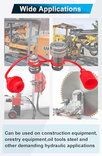 1/2" NPT Hydraulic Quick Connect Tractor Couplers,ISO 5675 Ball Pioneer Style Hydraulic Quick Coupler w/Dust Caps 2 Sets,DecoHongDi