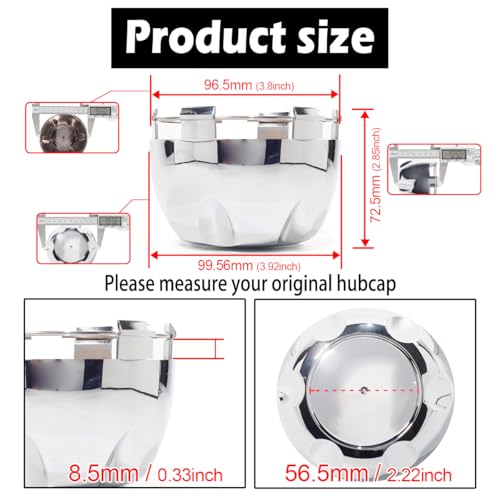 4Pcs 99.5mm(3.92inch) Wheel Center Caps for Helo Maxx 6 Wheel Rim Replacement 789K101 X1834147-9SF Hub Cap, (Chrome, Inner 96.5mm 3.8in) - color: Chrome, size: 99.5mm Outer, 96.5mm Inner, Chrome