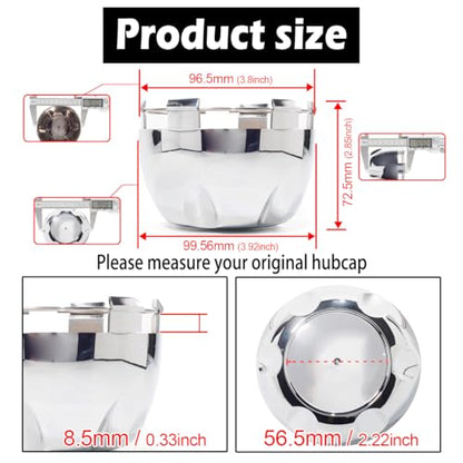 4Pcs 99.5mm(3.92inch) Wheel Center Caps for Helo Maxx 6 Wheel Rim Replacement 789K101 X1834147-9SF Hub Cap, (Chrome, Inner 96.5mm 3.8in) - color: Chrome, size: 99.5mm Outer, 96.5mm Inner, Chrome