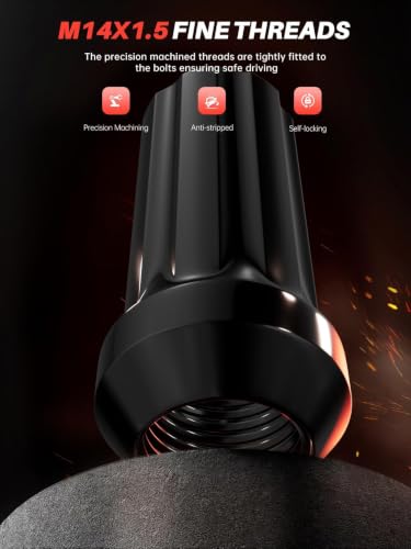 Sposuit 32 Pcs M14x1.5 Black Lug Nuts, 19mm Hex - Replacement for GMC - color: Black, size: M14x1.5, style: 32 Pcs SplineDrive