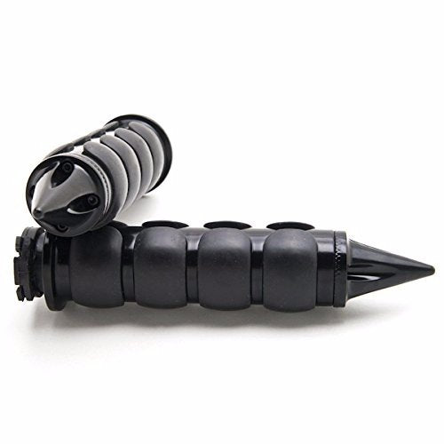 TRHB114A-1"-BK Spike Black Comfort Rubber Motorcycle Handlebar Hand Grips (1 inch) Custom Black Billet Grips Compatible with Cruisers/Choppers/Harley Davidson