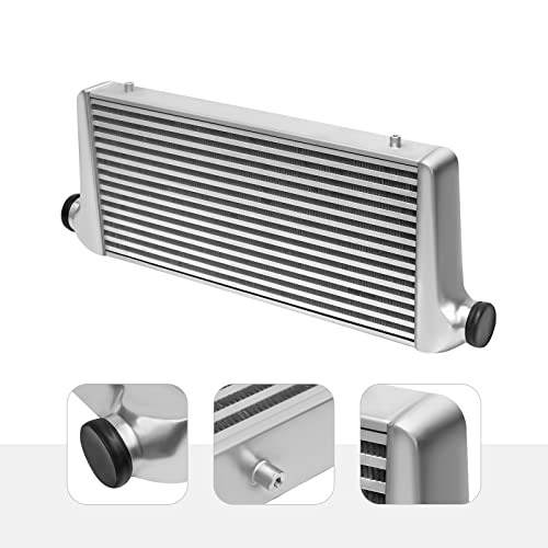 Universal Intercooler Aluminum Intercooler Front Mount 2.5" Inlet & Outlet Direct Replacement for Universal Car Silver (31x12x3" 2.5") - size: 31x12x3" 2.5"