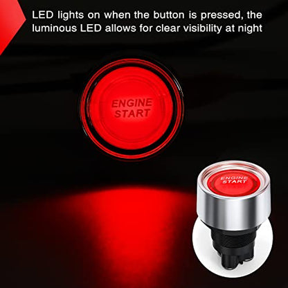 Nilight Start Engine Button 12V DC 50A Red - color: Red Start Engine Button