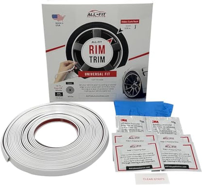 All-Fit Automotive Rim Trim – Fits Up to 4 24" Wheels (3/8″ Width - White) - color: White