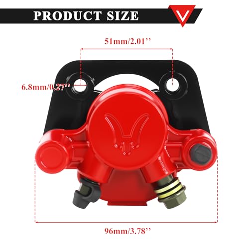 PRO BAT Rear Brake Caliper with Brake Pad - color: Red