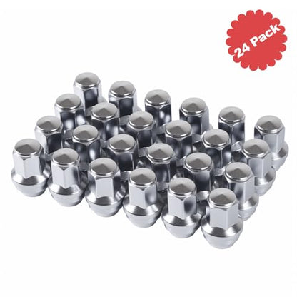 24pcs M14x1.5 Lug Nuts 14x1.5 Chrome Lug Nuts Large Acorn Seat Lug Nut One-Piece Design for 2015-2023 Ford F-150 F150 Expedition Lincoln Navigator OEM Factory Wheels