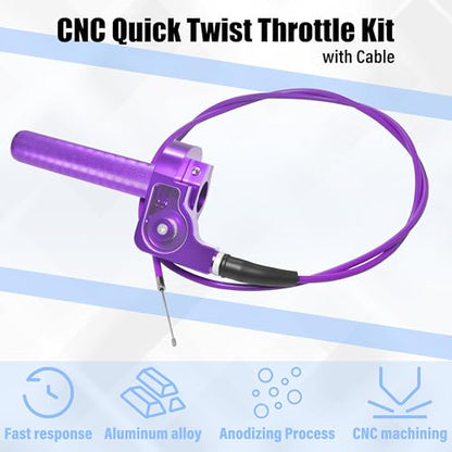 Universal CNC Quick Twist Throttle Kit with Cable for 7/8" Bars - Fits CRF50 70 110 125 230 250, KLX, XR, Pit & Dirt Bike, ATV, Mini Bike (CT200U) (Style -B, Purple) - color: Purple, style: Style -B