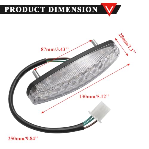 PRO BAT 12V 3-Pin Rear Tail Brake Light Assembly - color: Clear