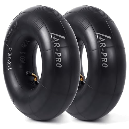 AR-PRO 11x4.00-4 Replacement Inner Tubes with TR87 Bent Valve Stem – Butyl Rubber Tire Tubes for Hand Truck, Lawn Mower, Wheelbarrow, Garden Cart – Fits 4.10/3.50-4 Tires (2 Pack) - size: 11x4.00-4,TR-87