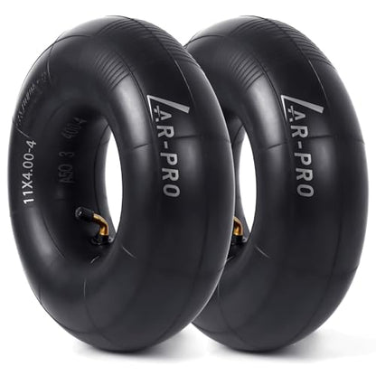 AR-PRO 11x4.00-4 Replacement Inner Tubes with TR87 Bent Valve Stem – Butyl Rubber Tire Tubes for Hand Truck, Lawn Mower, Wheelbarrow, Garden Cart – Fits 4.10/3.50-4 Tires (2 Pack) - size: 11x4.00-4,TR-87
