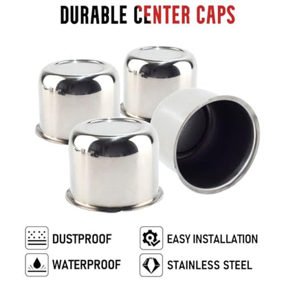 Rtrhinotuning Stainless Steel Push Through Center Caps 3.11" for Trailer Truck Rv Wheel Rims Chrome Trailer Hub Cap 2.35" Hight 4 PCS Wheel Center Caps - color: Chrome, size: 3.11" Center Hole, 2.35" Height