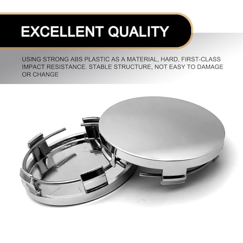 4 PCS Car Wheel Center Hub Cover, 60MM/2.36In Outer Diameter and 56MM/2.2In Inner Diameter, Snap-in Vehicle Rim Hub Caps Accessories (Silver) - color: Silver