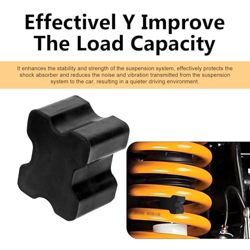 4 PCS Rubber Coil Spring Spacers, Front Suspension Lift Block Kit for 1" to 1.5 ", Shock Absorbing Anti-slip Spring Booster, Replacement for Most Cars SUVs Trucks (Black)