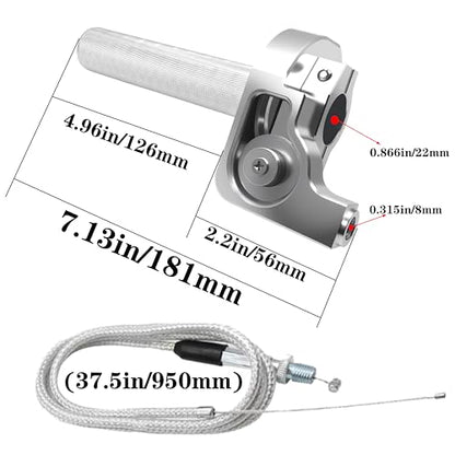 Motorcycle Throttle Assembly,7/8" Quick Twist Throttle Grips with Throttle Cable Aluminum Alloy Universal for CRF KLX SSR TTR 110 125 150 250cc Dirt Pit Bike ATV Mini Bike - color: Silver + Black