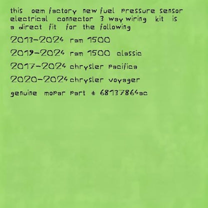 OEM Genuine For Mopar 1500 VOYAGER PRESSURE 3 WAY WIRING KIT 68137864AC (see fitment info on photos)
