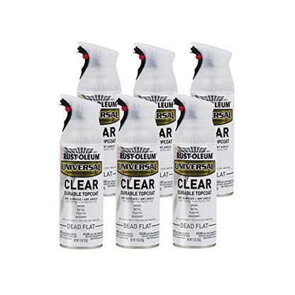 Rust-Oleum Universal All Surface Clear Topcoat Spray, Dead Flat Clear - color: Dead Flat Clear, size: 11 Ounce (Pack of 6)