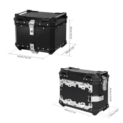 TCT-MOTORPARTS Aluminum Trunk Luggage Top Case & Pannier Side Case Fits for BMW R1300GS 2023-2025 - color: Black Saddlebags (36L)+Trunk (45L)