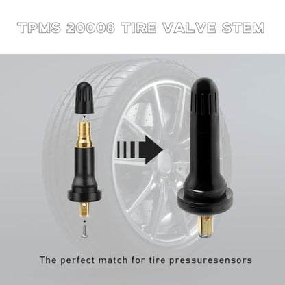 povtii 5PCS TPMS 20008 Tire Valve Stem, Snap-in Rubber Tubeless Tire Pressure Sensor Valve Stem Replacement, Compatible with Enclave Escalade Avalanche Sierra, Car Accessories