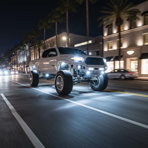 YONEDA White Rock Lights for Trucks, 8 Pods, 42 LEDs/Pod, IP68 Waterproof - color: White, size: 8 Pods(42 LEDs/Pod)