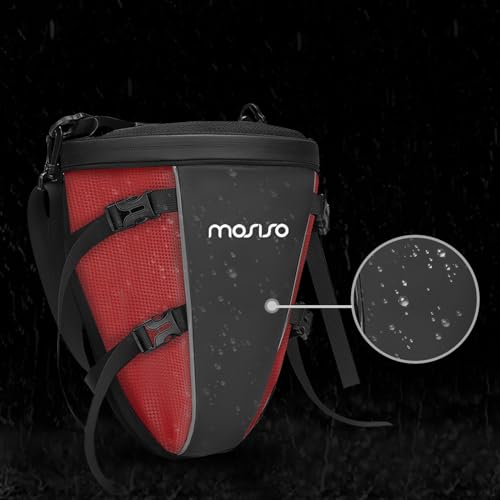 MOSISO Motorcycle Tail Bag Waterproof Polyester Storage Saddle Bag,Red - color: Red