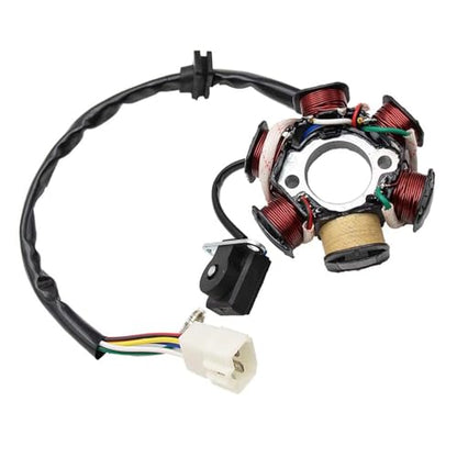 PRO BAT 6 Coils 5 Wires Stator Magneto ATV Magneto Stator Plate - size: 6 Coil Pole Magneto with Male Plug