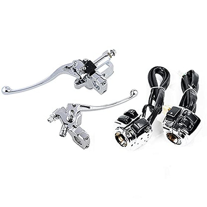 AMOPA Compatible with 1996-2012 Harley 1'' Handlebar Softail Dyna Sportster V-Rod Motorcycle Horn Turn Signal Head Light Switch with Harness & Hydraulic Brake Master Cylinder Clutch Levers