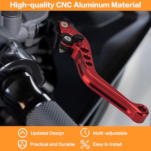 Universal Motorcycle 7/8" 22mm Brake Master Cylinder Clutch Lever - color: Red