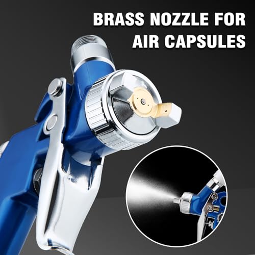 Mini HVLP Air Spray Gun, Touch Up Paint Guns with 0.8/1.0mm Nozzles - color: Blue