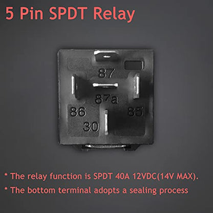 2 Pack 12V 40/30 Amp Car Relay DC 5 Pin SPDT and Harness - Heavy Duty 12 AWG Copper Wires Relays Kit for Automotive Truck Motorcycle Boat