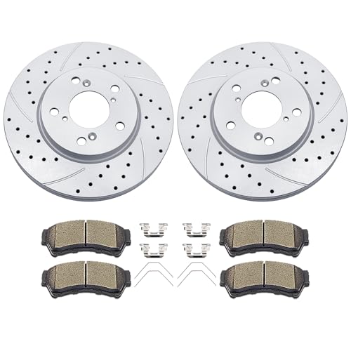 Acinoparts Front Brake Kit Drilled and Slotted Rotors Ceramic Brake Pads - size: ABK00802