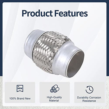 Exhaust Flex Pipe Heavy Duty 2'' x 4'' Inch-2PCS - size: 2"x4"x4"