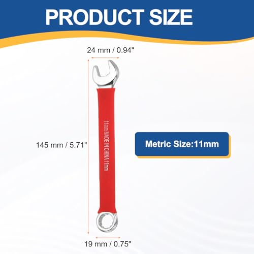 HARFINGTON 2Pcs Metric Combination Wrench 11mm 12-Point Box & Open End CR-V - size: 11mm