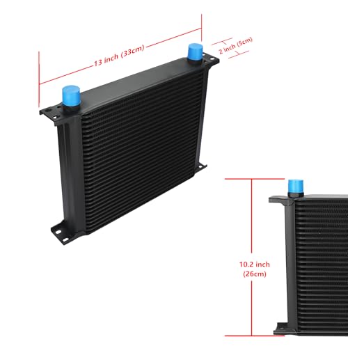Ucreative 30 Row AN10 Stacked Plate Aluminum Engine Transmission Oil Cooler - size: 30 Row with Adapters