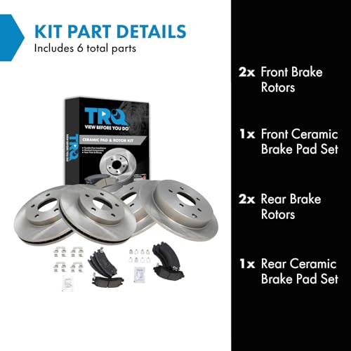 TRQ Front and Rear Brake Pad and Rotor Set Ceramic - style: BKA36435