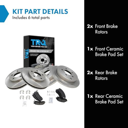 TRQ Front and Rear Brake Pad and Rotor Set Ceramic - style: BKA36435
