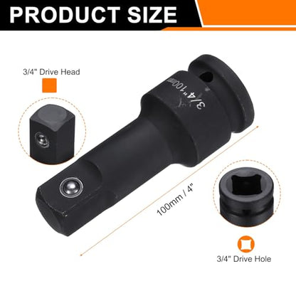 HARFINGTON Socket Extension Bar 3/4" Drive 4" Long CR-V Steel - size: 3/4" Square Drive 4" Long