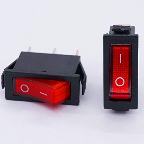 TWTADE / 6Pcs Rocker Switch Illuminated Red Light On/Off SPST 3 Pin 2 Position Toggle Switch Snap AC 250V/16A, 125V/20A KCD3-101N-R - color: Red-ON/Off - KCD3, size: Narrow Rectangle