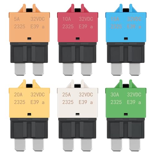 Nilight 6PCS Circuit Breaker Manual Resettable Fuse Assortment Kit - color: Resettable Standard Fuse