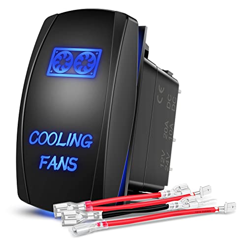 Nilight Cooling Fans Rocker Switch with Jumper Wires Set 5Pin Laser Blue - color: Blue, size: COOLING FANS