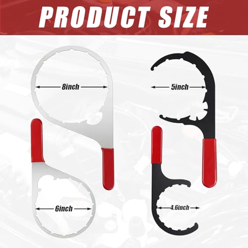 4 Pcs Fuel Filter Wrench 4.6'' & 5'' & 6'' & 8'' Red - color: Red, size: 4.6'' & 5'' & 6'' & 8''